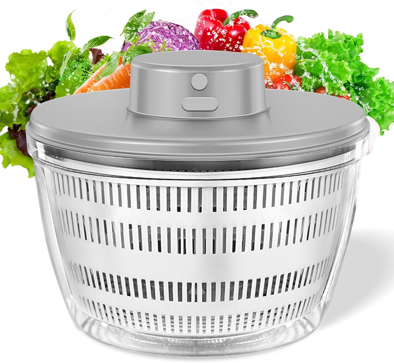 Large Salad Spinner 4.3 Qt, 10S Super Quick Auto Dehydration, Easy Press Lettuce-image