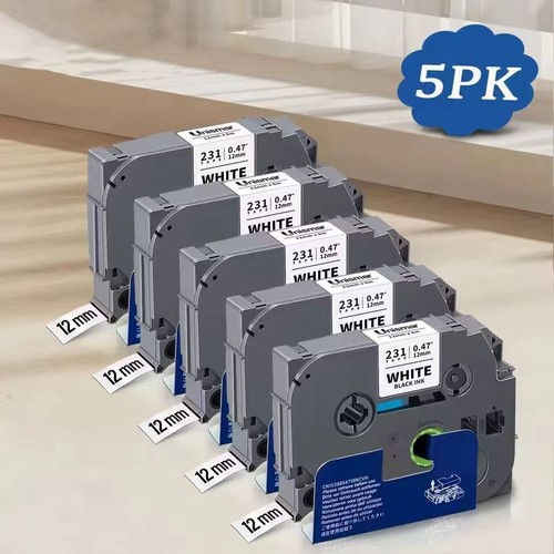 Label Tape For Brother P-Touch TZe-231 TZ-231 TZe 12mm Laminated White PT-H101C