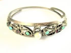 Antique Bracelet Silver 900 with Pearl,Turquoise,Garnet,1.5oz