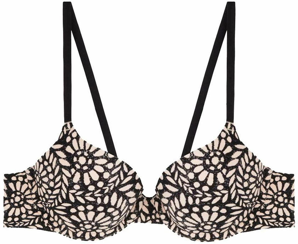 Sujetador push up LOU negro/desnudo estampado sin forma de nada, EE. UU. 34B/Reino Unido 34B, nuevo con etiquetas Foto 2 de 4