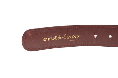 Cartier mut de Cartier ブラウンレザーベルト Cartier Must de Cartier Men Belt 33 34 Burgundy Red Bordeaux