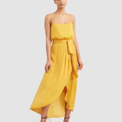 Modern Citizen Mila Tank Dress Layered Marigold Tulip Front Spaghetti Straps: XL