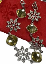 NAPIER SILVER PLATED LEMON DROP YELLOW RHINESTONE BRACELET 7.25-7.5”