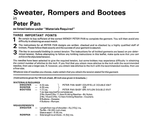 Peter Pan Knitting Pattern P143 - Babies Sweater, Rompers and Bootees - VGC - Picture 2 of 2
