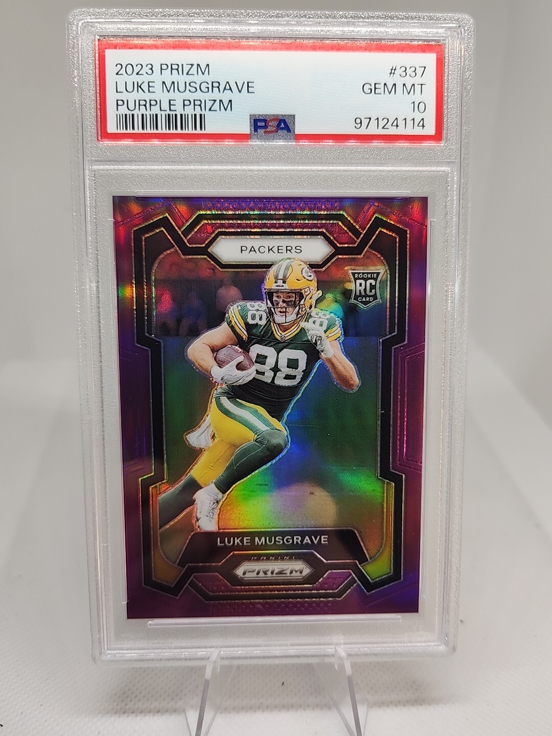 2023 Luke Musgrave (RC) #337 True Purple Prizm Rookie /125 PSA 10 Packers