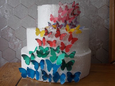 48 PRECUT Multi Mix Essbare Oblate/Reispapier Schmetterlinge Kuchen/Cupcake Topper
