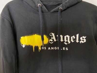 PALM ANGELS LA LOS ANGELES SPRAY PAINT LOGO BLACK HOODIE SIZE S | eBay