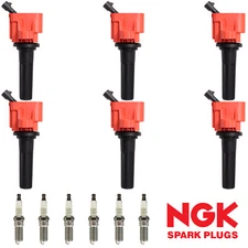 6x Energy Ignition Coil & NGK Platinum Spark Plug For 07-10 Hummer H3 H3T UF497