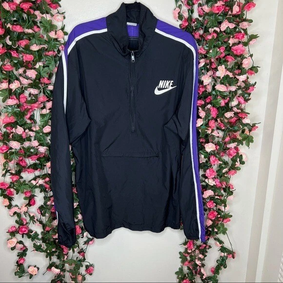 Nike Sportswear Black Purple Vintage Pullover Sweatsuit Womens XXL  Windbreaker | eBay