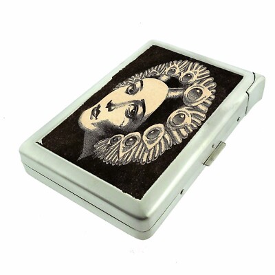 Vintage Magic Woman 100's Size Cigarette Case w/built in lighter Wallet