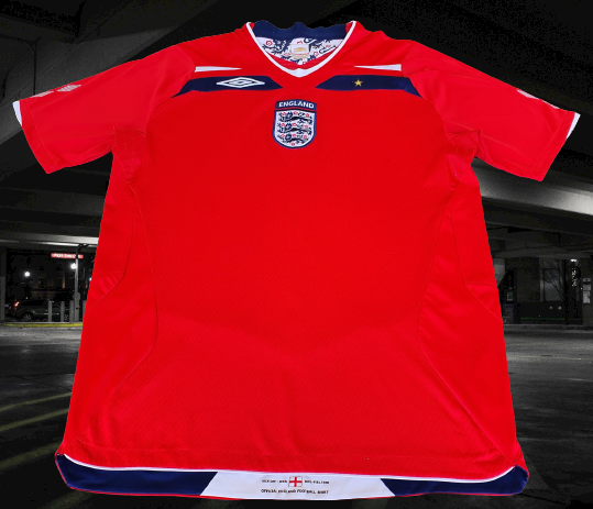 ENGLAND 2008 UEFA EURO QUALIFICATION AWAY JERSEY AUTHENTIC UMBRO
