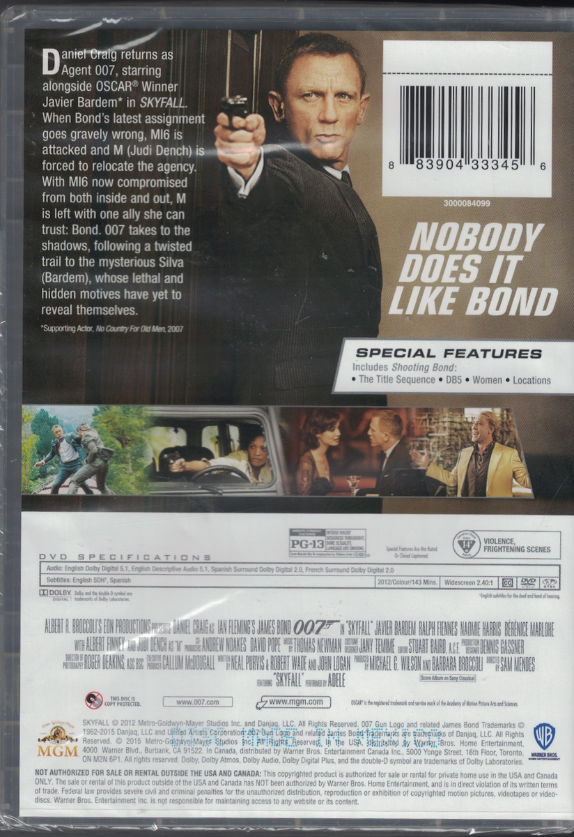 SKYFALL : James Bond 007 - DVD / Daniel Craig / Javier Bardem
