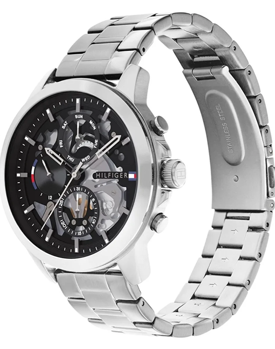 Tommy Hilfiger Skeleton Mens Large Face Watch Quartz Metal Smart