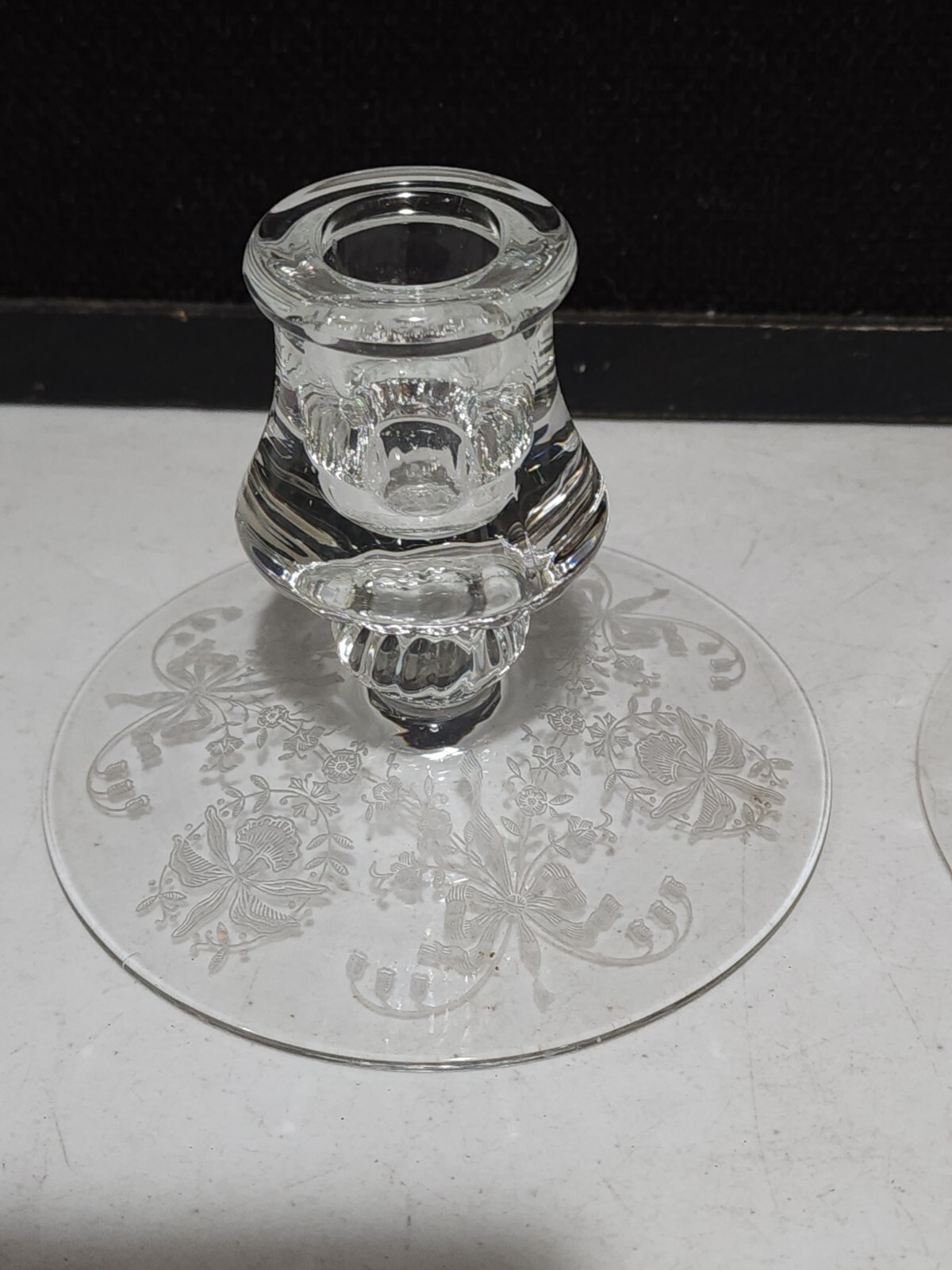 PAIR Heisey Orchid Etched Elegant Glass Candlesticks Candle Holders eBay