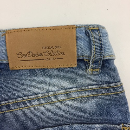 NWT ZARA Casual Collection Girls sz 6 Distressed Patch Med/Light Wash Slim Jeans - Picture 12 of 12