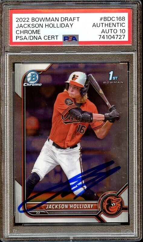 2022 bowman chrome 1st signed jackson holliday #BDC-168 autograph PSA/DNA 10
