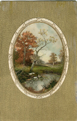 Oblaten scrap  chromo Karte Landschaft -Serie Meissner & Buch 1732 - 14 cm