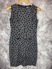 Vintage Joseph Ribkoff Dress Womens 6 Gray Sleeveless Polka dot Mod Secretary