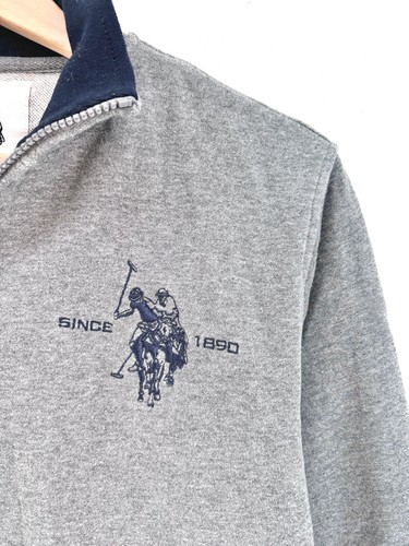 US Polo Assn Heritage Men 100% Cotton Fleece Cardigan Grey Size M R917 - Picture 9 of 21