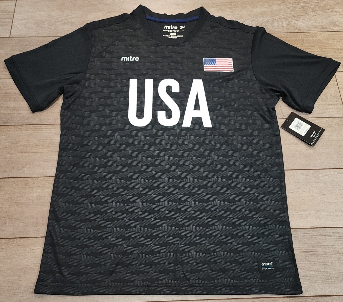 New Mitre Mens S Pro Flo USA Black Soccer Jersey Shirt United States USMNT USWNT