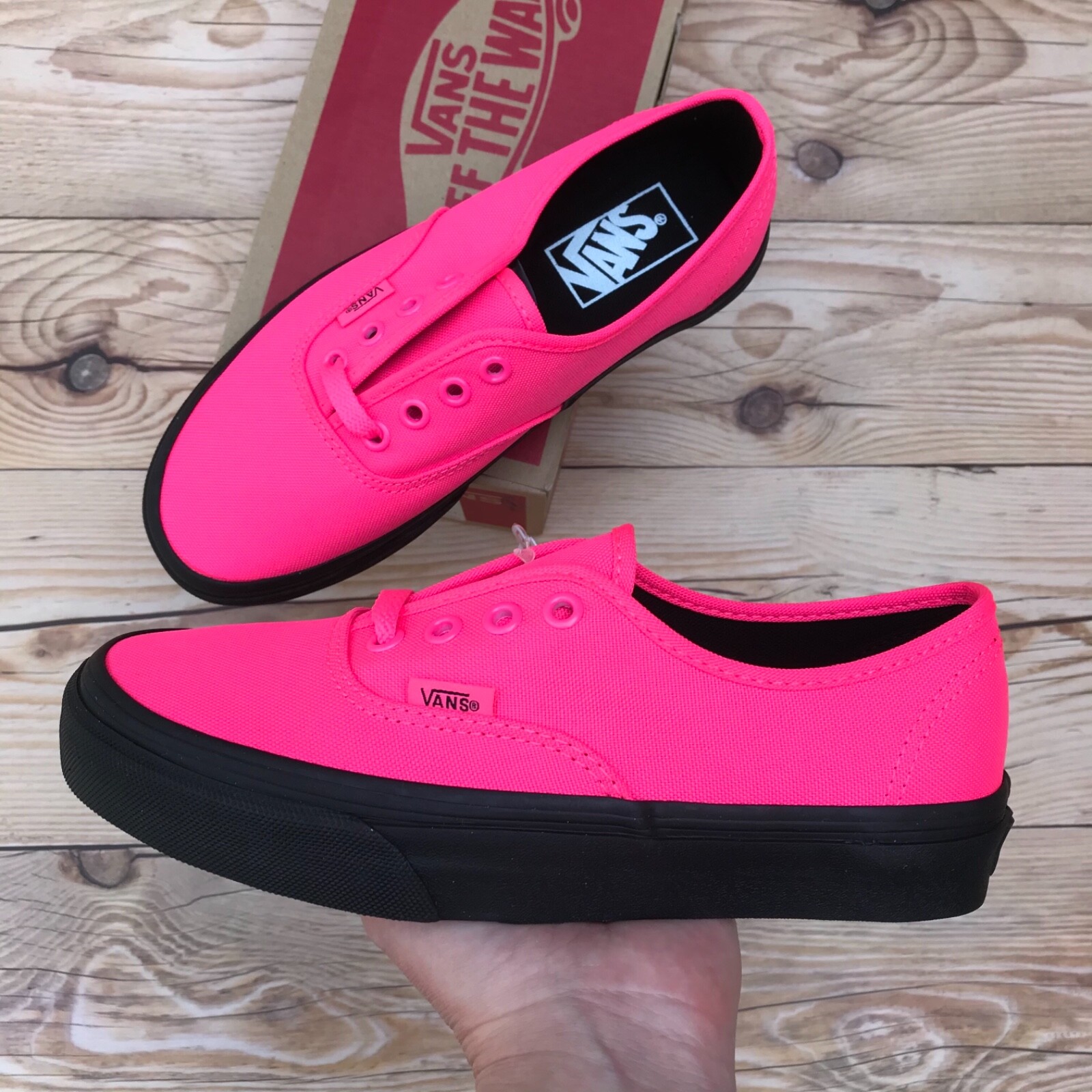 Pink vans with store black sole