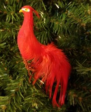 Lot of 4 Artificial 4" Red Feathered Phoenix Birds for Floral Crafts Vintage