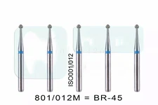10Pcs  Diamond Burs FG Round Ball 801/012M BR-45 Standard Grit High Speed