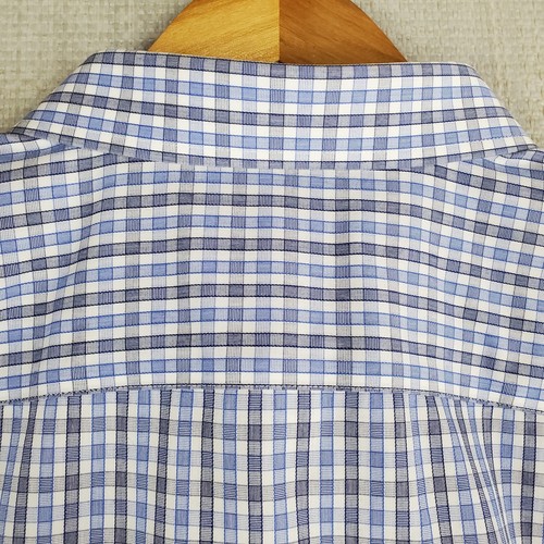 UNTUCKIT Size 3XL TALL Mens Gingham Check Button Front Shirt Blue White 3XLT - Picture 8 of 15