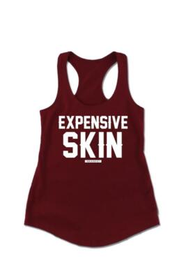 InkAddict WOMENS EXPENSIVE SKIN Racerback Tank Top SCARLET / WHITE SMALL-2XLARGE