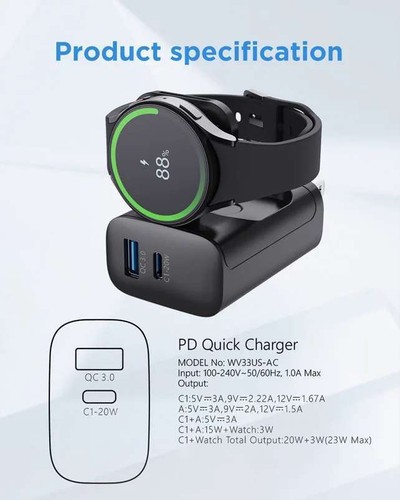 Smartwatch dual ports 23w to 43w Charger Block w/ Wireless ad iPhone Samsung PD - 第 5/8 張圖片