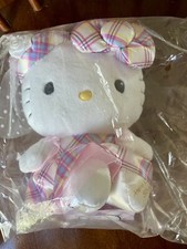 Sanrio Hello Kitty 50th anniversary Plaid Tartan Dress with Gold Print Plush NWT