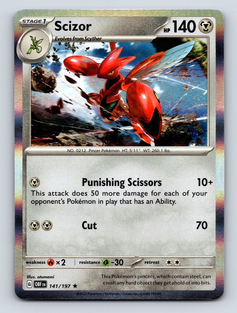 Stage 1 Scizor HP 140 Punishing Scissors Attack Rarity Metallic