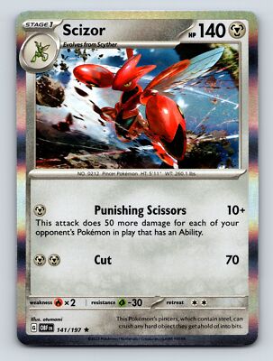 Stage 1 Scizor HP 140 Punishing Scissors Attack Rarity Metallic
