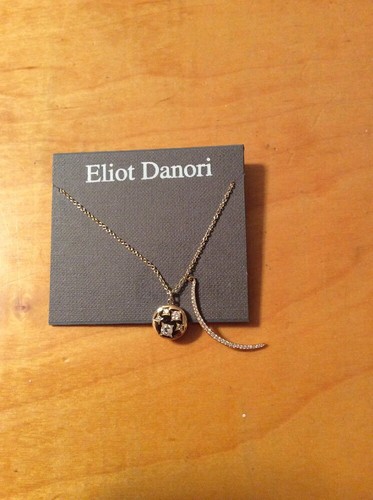$58 Eliot Danori Crystal disk gold plated and pave crescent Necklace Z9 - Picture 3 of 4