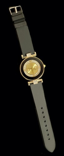 Damen QuarzuhršQuarz Uhr Damen Armbanduhr Schwarz Gold Strass Damen Schmuck - Bild 5 von 5