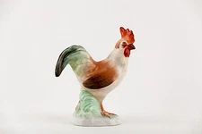 HEREND, ROOSTER COCK BIRD 6", VINTAGE HANDPAINTED PORCELAIN FIGURINE ! (P144)