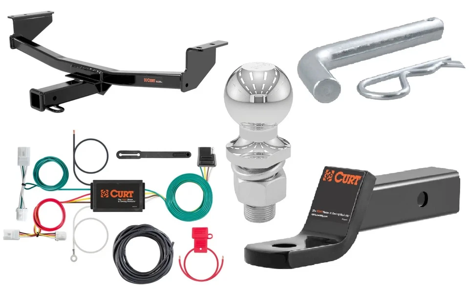 Curt Trailer Hitch & Wiring Harness & Trailer Ball & Ball Mount & 5/8" Hitch Pin Foto 2 de 4