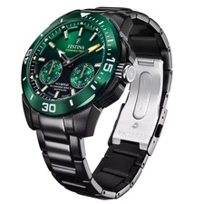 Festina Connected F206461 Men Black Stainless Steel Green Analog Dial Watch 47mm