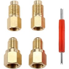 R12 to R134a Adapters, Refrigerant Tank Adapter Kit with Valve Core Remover, 1/4