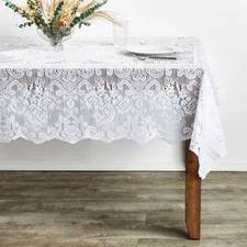 White Lace Tablecloth for Rectangular Tables, Vintage-Style, 54x72 in
