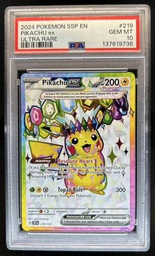 2024 Pokemon Surging Sparks Pikachu Ex #219/191 PSA 10 GEM MINT