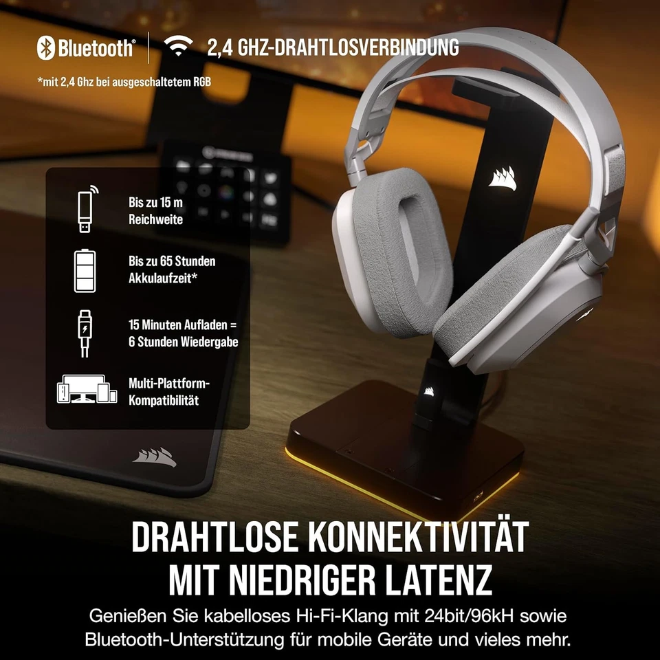 Corsair HS80 Max Wireless Gaming Headset Bluetooth PC MAC PS5 PS4, Dolby Atmos - Bild 3 von 4