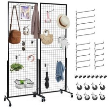 Grid Wall Panels Display Stand 2/3x 5.6Ft, Metal Rack with Gridwall Panels
