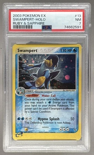 74662591 Swampert 2003 Pokemon EX Ruby & Sapphire #13 Holo PSA 7