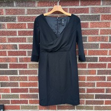 Mossimo Black Chiffon Surplice Long 1/2 Sleeve Pencil Stretch Dress