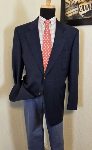 Giacca tuta Jack Victor blazer uomo 48L blu navy pied de poule overcheck lana - Foto 4 di 21
