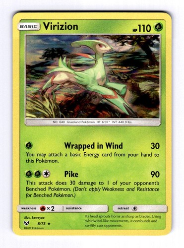 Virizion Shining Legends #8 (2017) Holo LP Pokemon
