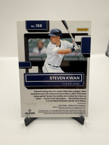 2022 Panini Donruss Optic - Rated Rookie Steven Kwan #158 Green Dragon Prizm /99 - Picture 5 of 8