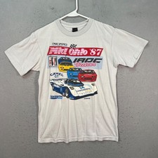 Vintage Mid-ohio 1987 Iroc Imsa Porsche Racing T-shirt Size Medium Light Gray