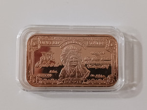 1oz. Copper Bar in Capsule, .999 Fine Copper Bullion.